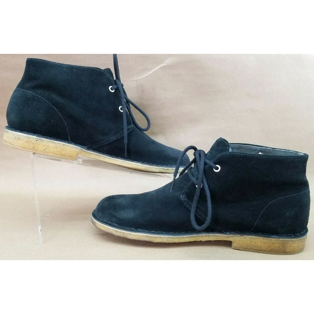 UGG (Sz 10.5) Australia 3271 Leighton Suede Chukka Black Leather Ankle BOOTS Men